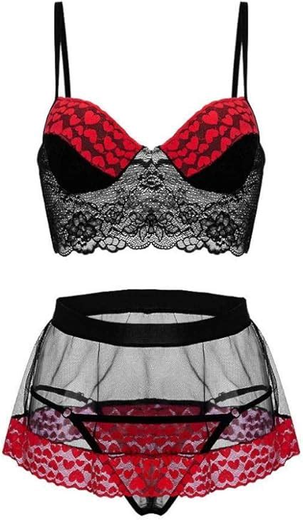 Rtyoo Culotte Rouge Sexyfemmes Dentelle Soutien Gorge Slips Creux Lingerie V Tements De Nuit