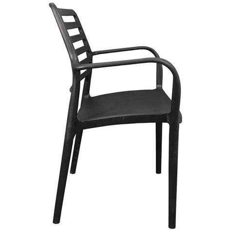 Outdoor Plastic Stackable Armchair Dining Furniture Chair Black Louise
