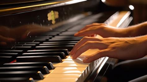 Premium AI Image Closeup Of Hand Playing Piano