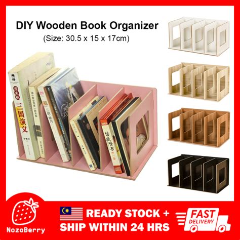 Diy Wooden Book Organizer Desktop Book Rack Book Shelf Cd Organizer