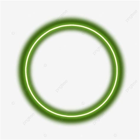 A Green Neon Circle On A White Background With Clipping Area For Text