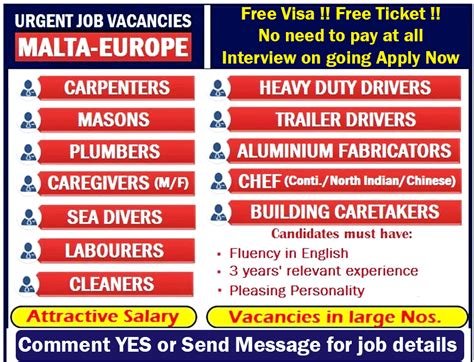 Job Opening In Malta Europe Gulf Job Mag