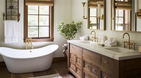 Premium Photo Farmhouse Bathroom Decor Country Interior Design And Home Decor Bathtub And