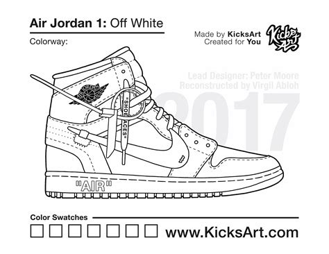 These are FREE printable sneaker coloring pages of the Air Jordan 1 Off