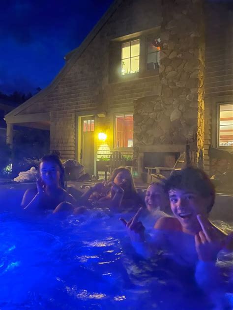 Late Night Hot Tub Summer Friends Cabin Trip Hot Tub