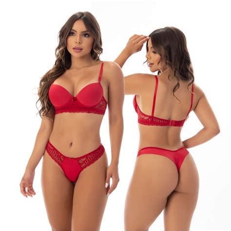 Conjuntos Lingerie Fio Duplo Microfibra De Poliamida Renda Thaise Shopee Brasil