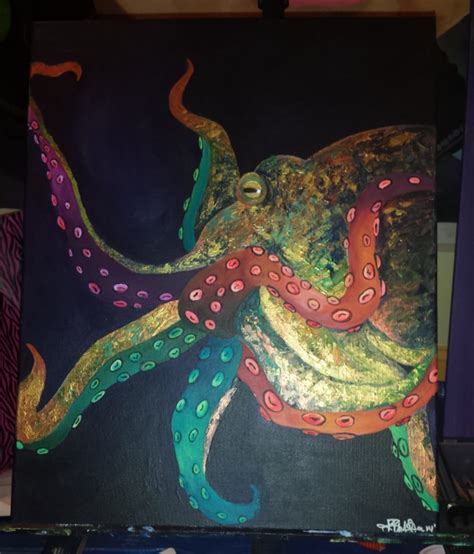 Original Acrylic Colorful Octopus Painting