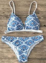 Tribal Print 2 Piece Triangle Bikini Set STYLESIMO
