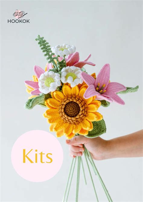 Sunflower And Lily Bouquet Kit With Pdf Pattern Hookok