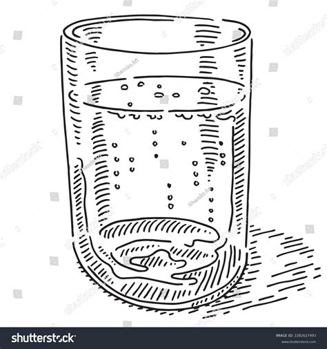 Handdrawn Vector Drawing Glass Water Blackandwhite Stock Vector Royalty Free 2282627493