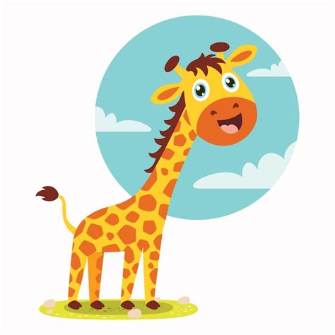 Ilustra O Dos Desenhos Animados De Uma Girafa Vetor Premium