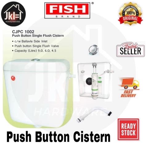 100original Fish Brand Push Button Cistern Plastic Toilet Tank White