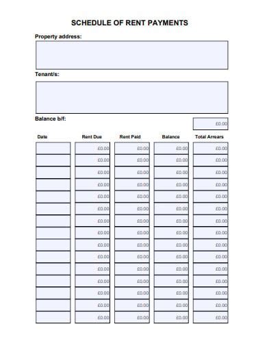 9+ Rent Schedule Templates in Google Docs | Google Sheets | XLS | Word ...