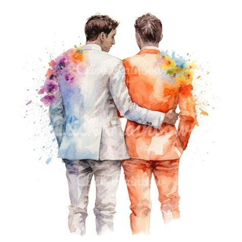 Gay Married Couple Clipart Gay Couple PNG Same Sex Watercolor Gay Illustration Wedding