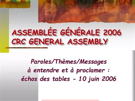 Ppt Assembl E G N Rale Crc General Assembly Powerpoint