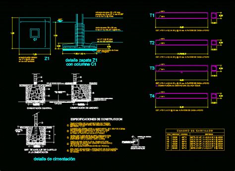 Detalle Trabe Cimientos Y Zapatas En AutoCAD Librería CAD