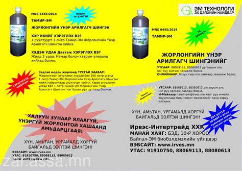 Тамир-ЭМ биобэлдмэл: Органик хаягдал задлагч, ариутгагч, халдваргүйтгэгч