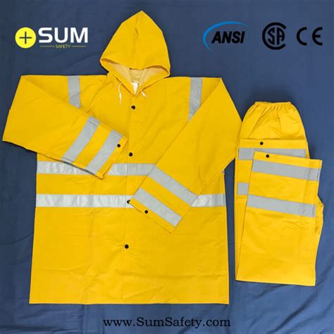 PVC/Polyester Raincoat with reflective strips - SUM SAFETY - High ...