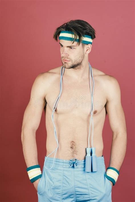 Athlete With Serious Face Getting Ready To Do Exercises Man With Naked