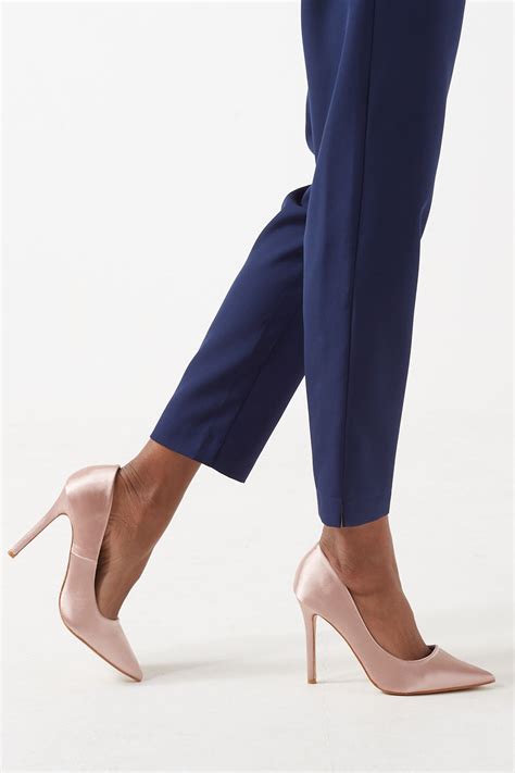 Queen Vivi Giselle Satin High Court Shoes In Nude ICLOTHING