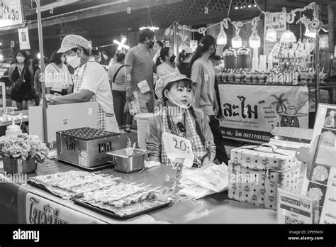 A Traditional Street Festival With Countless Food Stalls In Thailand
