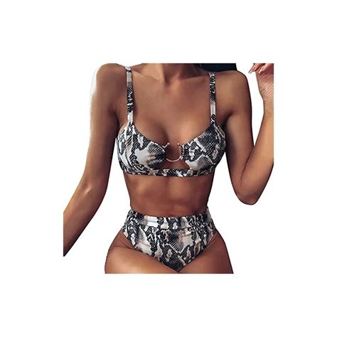 NIBESSER Costumi Da Bagno Donna Due Pezzi Con Anello Metallico Bikini Donna Mare A Vita Alta Con