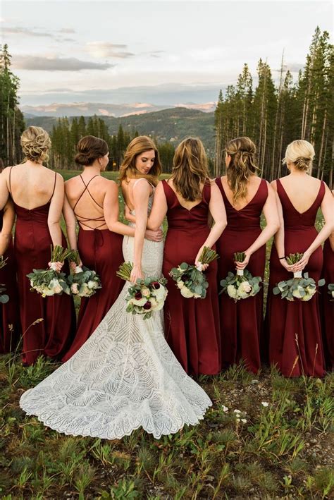 Back Of Maroon Bridesmaids Dresses Maroon Wedding Maroon Bridesmaid