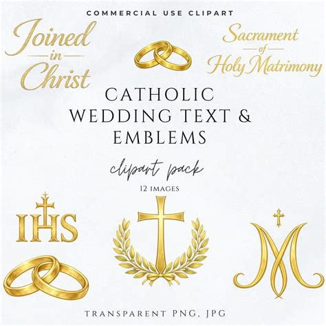Catholic Wedding Clipart Holy Matrimony Text And Emblems Joined In