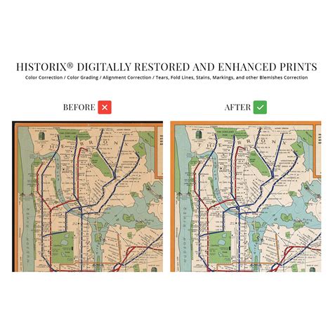 Historix Vintage 1954 New York City Subway Map Poster - 24 x 36 Inch ...