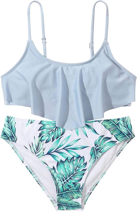 Generic Ruffles Bademode Outfits Kinderhohle Bikini Sommer Kinder Badeanzug Mädchen Blatt Set