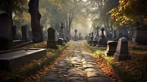 Creepy Cemetery In A Hazy Day Background Cemetery Pictures Cemetery