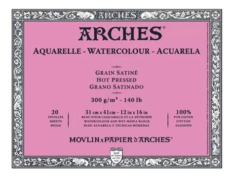 Bloco Papel Arches Aquarela Hot Pressed 31x41cm 20fls 300g