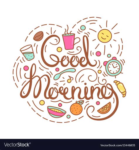 Good Morning Text Royalty Free Vector Image Vectorstock