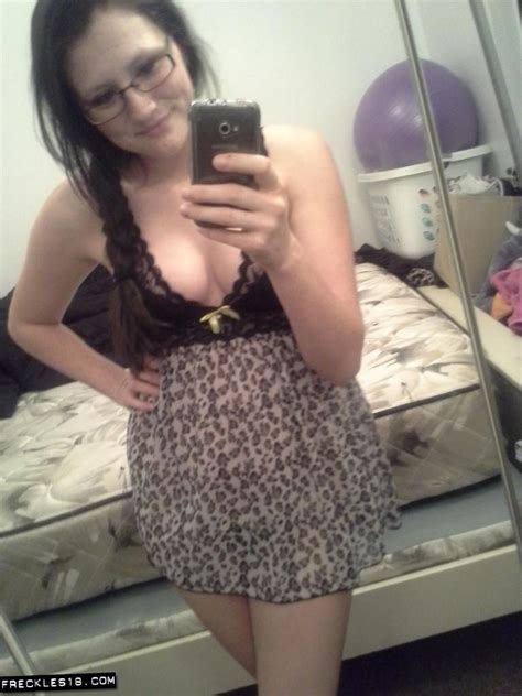 Brunette Girl Freckles Takes Sexy Pics Of Herself In Her Night Gown
