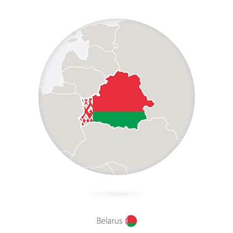 Kaart Van Wit Rusland En Nationale Vlag In Een Cirkel Wit Rusland