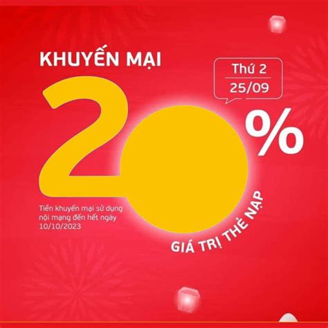 HOT Viettel khuyến mãi tặng 20 giá trị thẻ nạp ngày 25 09 2023