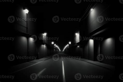 Abstract Dark Asphalt Road Background Empty Space Scene Street Night