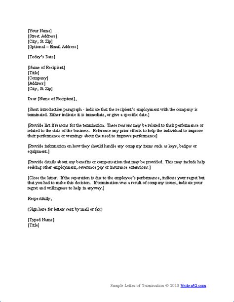 Employee Termination Letter Free Printable Documents