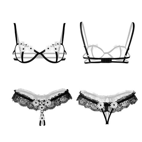 Aliexpress Buy Women Embroidery Intimate Lingerie Bralette Bra Set Open Bra Crotch