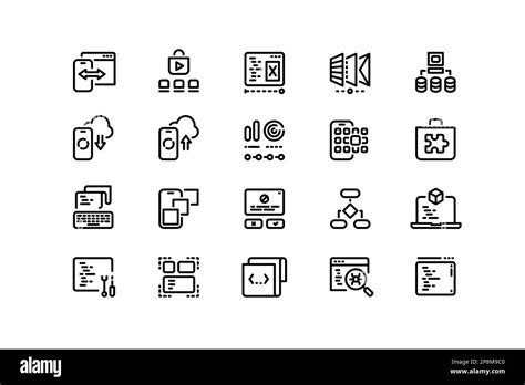 App Development Line Icons Software Coding Front And Backend