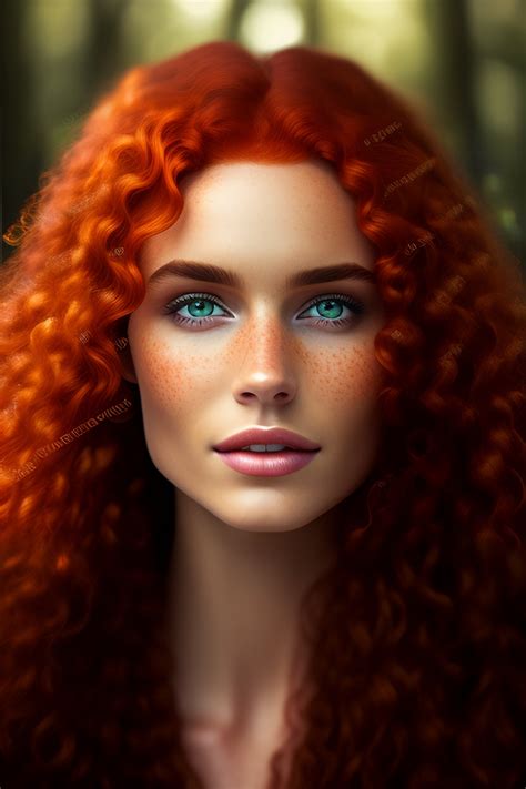 Lexica Brunette Wild Hair Long Curly Red Hair Ivory Fair Skinned