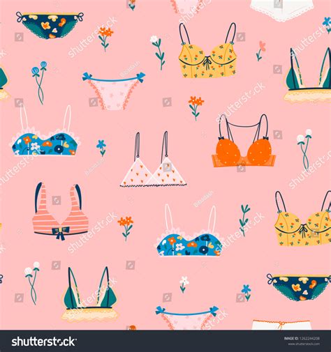 Various Lingerie Flowers Hand Drawn Colored Stock Vector Royalty Free Shutterstock
