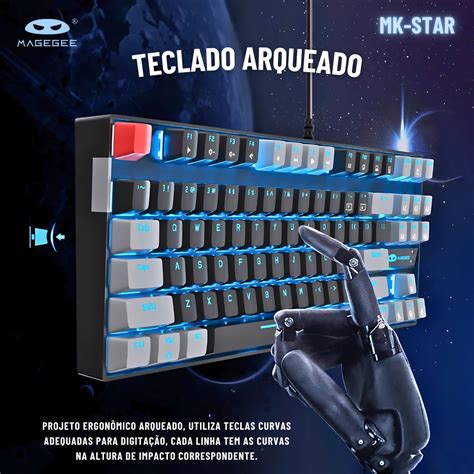 Teclado mecânico para jogos MageGee 80 MK Star teclado retroiluminado