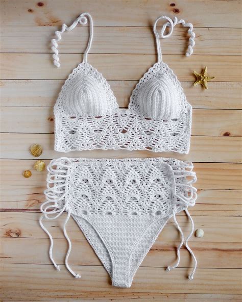 High Waist Crochet Swimsuit Lace High Waisted Crochet Bikini Etsy
