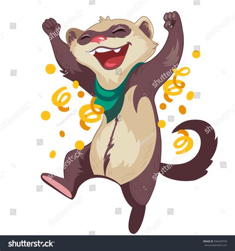 Happy Cartoon Vector Ferret Stock Vector (Royalty Free) 396549739 ...