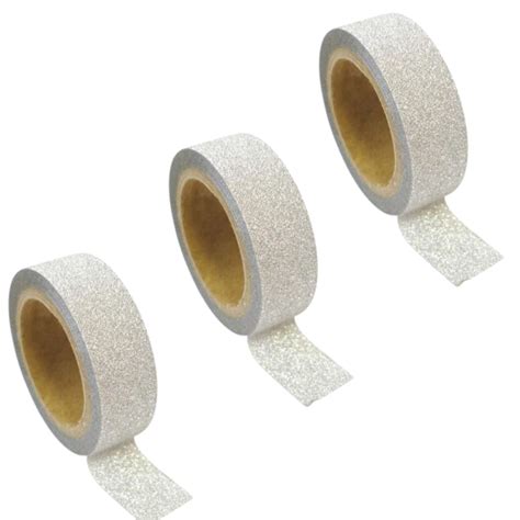 3 masking tapes à paillettes 1 5 cm x 5 m Argenté Masking tape