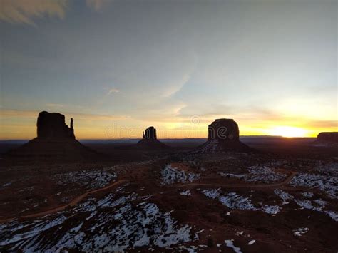 Stunning Silhouette View of Monument Valley at Sunset Stock Photo ...