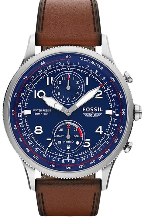 Fossil FTW1318 Hybrid Smartwatch Retro Pilot Dual-Time Watch 44MM