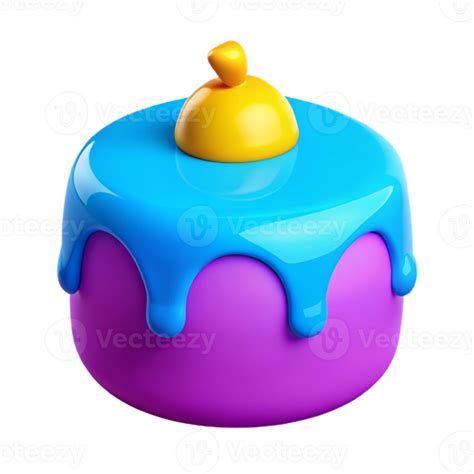 Purple Cake With Blue Icing And Yellow Topping 52570904 Png