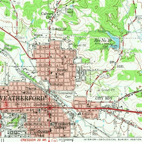 Weatherford Tx 1959 62500 Scale Map By United States Geological